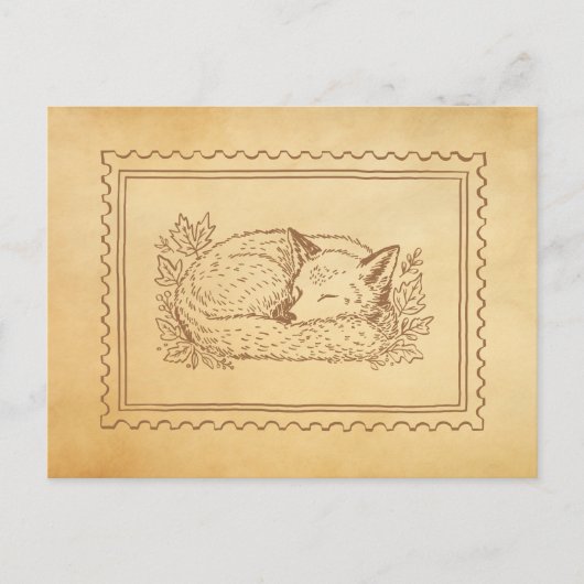 Herfst Fox Stamp Lijst Briefkaart (Voorkant)