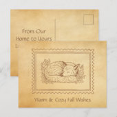 Herfst Fox Stamp Lijst Herfst Groet Briefkaart (Voorkant / Achterkant)