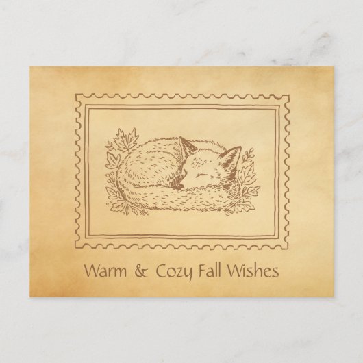 Herfst Fox Stamp Lijst Herfst Groet Briefkaart (Voorkant)