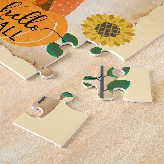 Herfst Fox Thanksgiving pompoenen en zonnebloemen Legpuzzel (Zijkant)