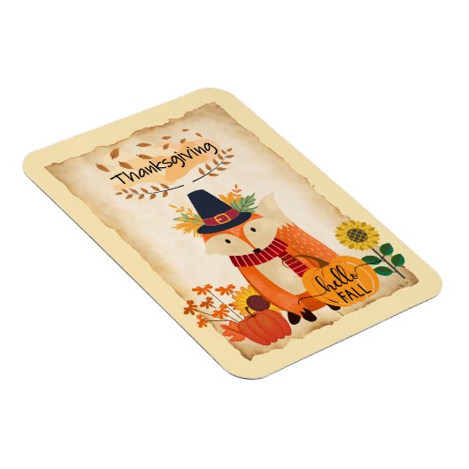 Herfst Fox Thanksgiving pompoenen en zonnebloemen Magneet (Rechterzijde)