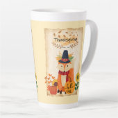 Herfst Fox Thanksgiving Zonnebloemen Pompoenen Latte Mok (Rechterhoek)