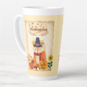 Herfst Fox Thanksgiving Zonnebloemen Pompoenen Latte Mok (Linkerhoek)