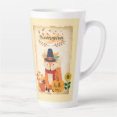 Herfst Fox Thanksgiving Zonnebloemen Pompoenen Latte Mok (Rechts)