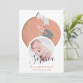 Herfst Fox Waterverf Pasgeboren Baby Foto geboorte Aankondiging (Staand voorkant)