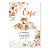 Herfst Fox Ze is een Wild One Birthday Table Numbe Kaart (Voorkant)