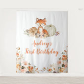 Herfst Fox Ze is een wilde eenjarige gebarentafel Wandkleed (Voorkant)