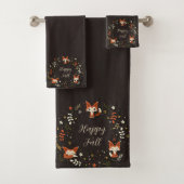 Herfst Foxes met aanpasbare tekst Bad Handdoek (Insitu)