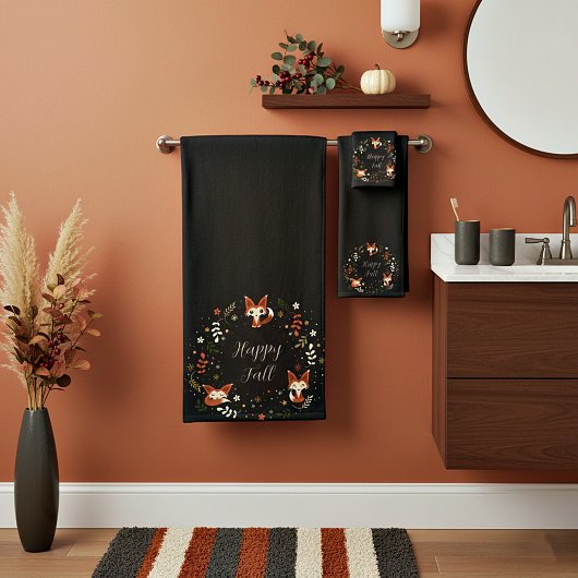 Herfst Foxes met aanpasbare tekst Bad Handdoek