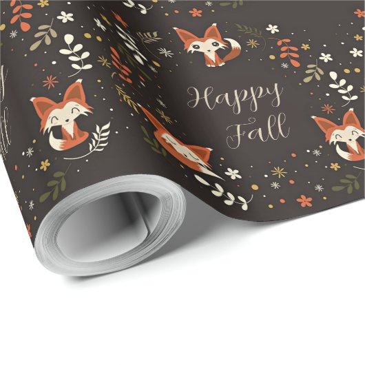 Herfst Foxes met aanpasbare tekst Cadeaupapier (Rol Hoek)