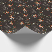 Herfst Foxes met aanpasbare tekst Cadeaupapier (Hoek)