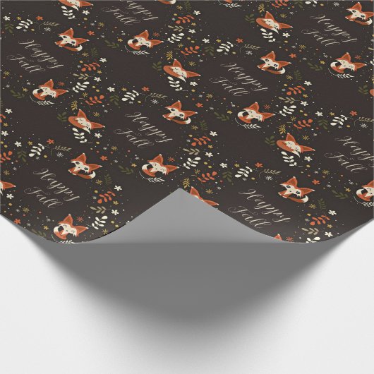Herfst Foxes met aanpasbare tekst Cadeaupapier (Hoek)