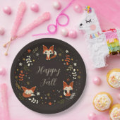 Herfst Foxes met aanpasbare tekst Papieren Bordje (Feest)