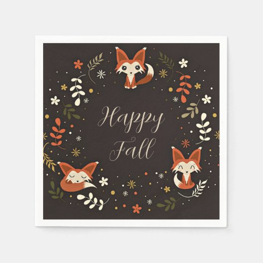 Herfst Foxes met aanpasbare tekst Servet (Voorkant)