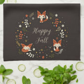 Herfst Foxes met aanpasbare tekst Theedoek (Gevouwen)