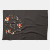 Herfst Foxes met aanpasbare tekst Theedoek (Horizontaal)