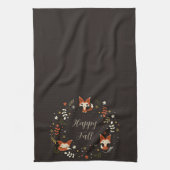 Herfst Foxes met aanpasbare tekst Theedoek (Verticaal)