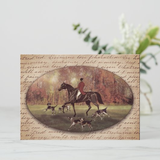 Herfst foxjager met kalligrafische kaart (Staand voorkant)