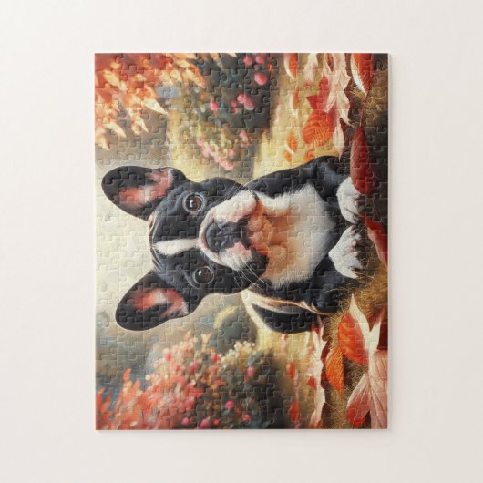 Herfst Franse Bulldog Legpuzzel (Verticaal)