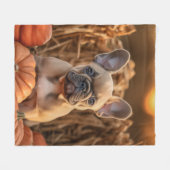 Herfst Frenchie Fleece Deken (Voorkant (Horizontaal))