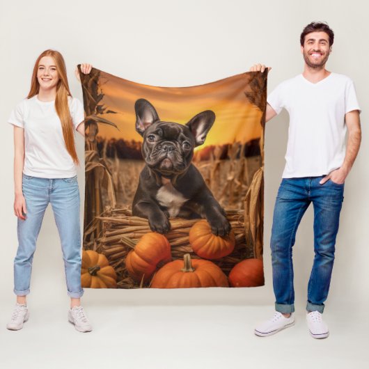 Herfst Frenchie Fleece Deken (In situ)
