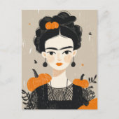 Herfst Frida Kahlo Illustratie Schattige Halloween Briefkaart (Voorkant)
