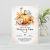 Herfst Friendsgiving Potluck Pompoen Rustiek Kaart (Staand voorkant)