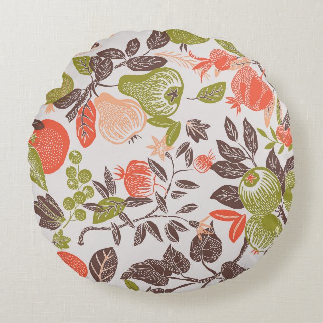 Herfst fruit decoratieve tegel ontwerp. rond kussen (Voorkant)