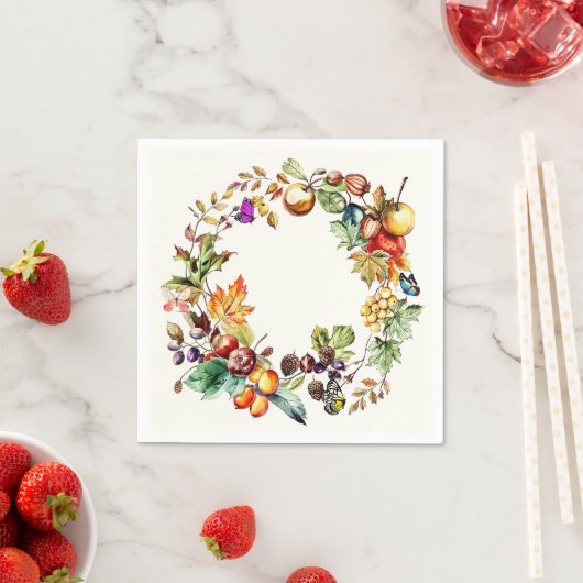 Herfst Fruit & vlinder krans papier Servet (Insitu)