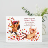 Herfst Fun Kids Verjaardagsfeestje Kaart (Staand voorkant)