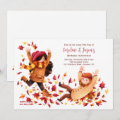 Herfst Fun Kids Verjaardagsfeestje Kaart (Voorkant / Achterkant)