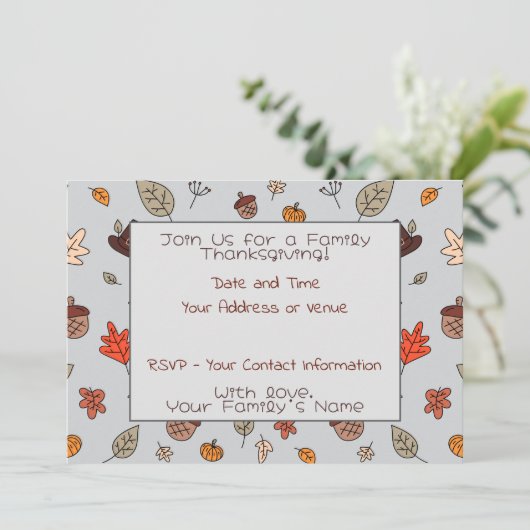 Herfst Fun Thanksgiving Diner Familie Feest Kaart (Staand voorkant)