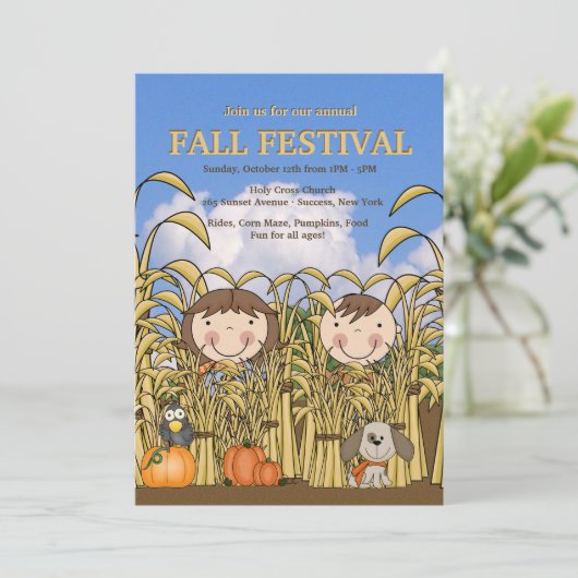 Herfst Fun Uitnodiging (Staand voorkant)