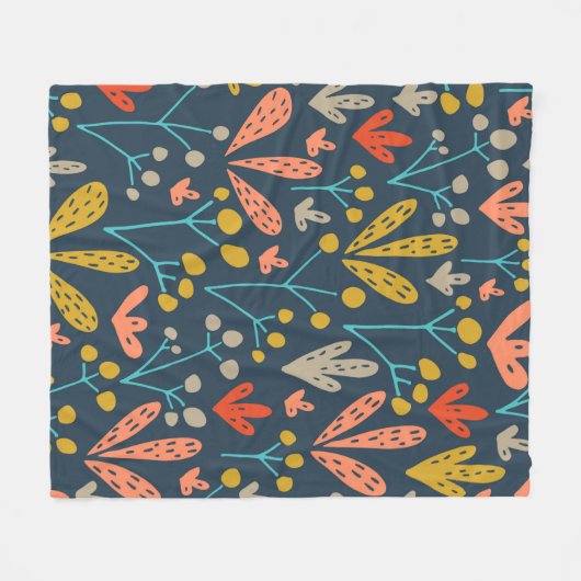 Herfst Funky Floral Leaf Pattern Fleece Deken (Voorkant (Horizontaal))