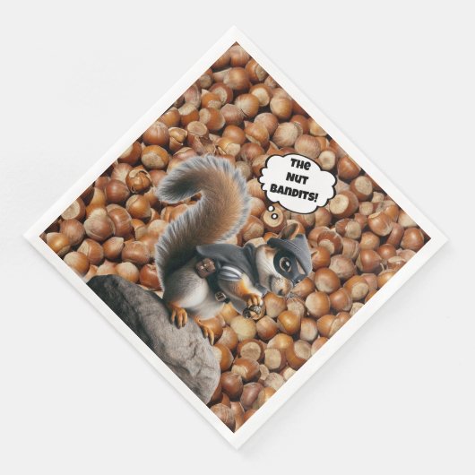 Herfst Funny Squirrel Bandit Paper Napkin Servet (Hoek)