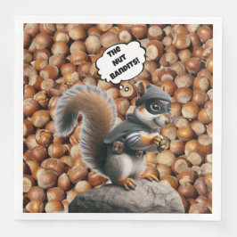 Herfst Funny Squirrel Bandit Paper Napkin Servet