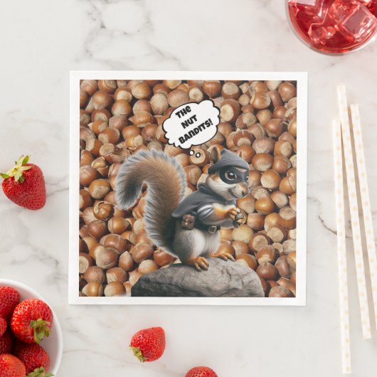 Herfst Funny Squirrel Bandit Paper Napkin Servet (Insitu)