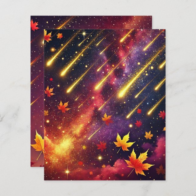 Herfst Galaxy Meteor Shower Scrapbook Papier (Voorkant / Achterkant)