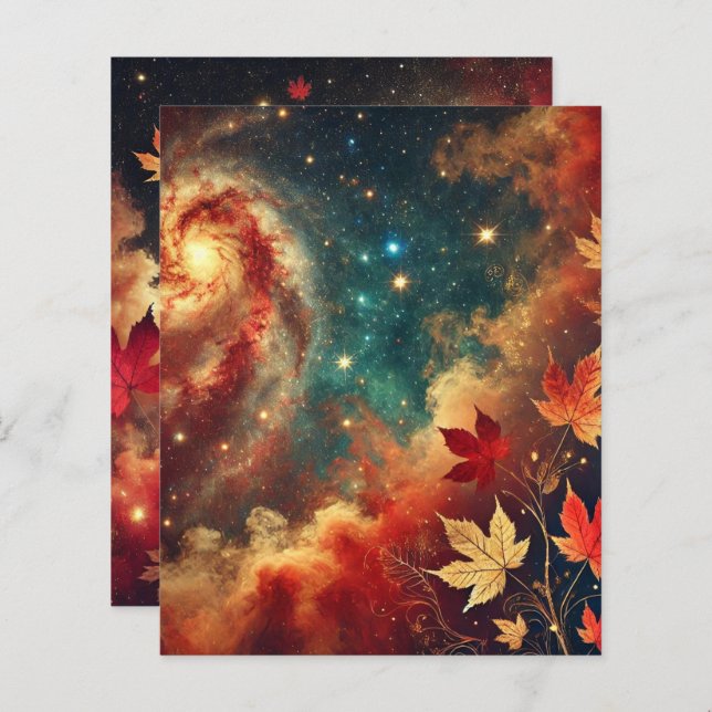 Herfst Galaxy Nebula Douche Scrapbook Papier (Voorkant / Achterkant)