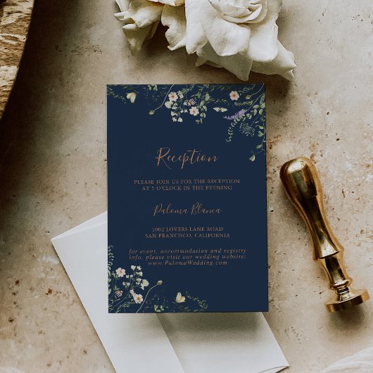 Herfst Garden Wildflower bruiloft receptie Informatiekaartje