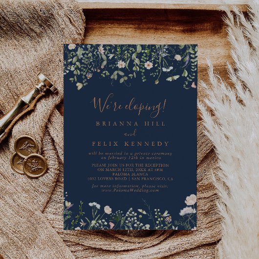 Herfst Garden Wildflower Elopement receptie Kaart