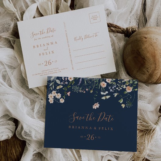 Herfst Garden Wildflower Horizontal Bewaar de datu Briefkaart