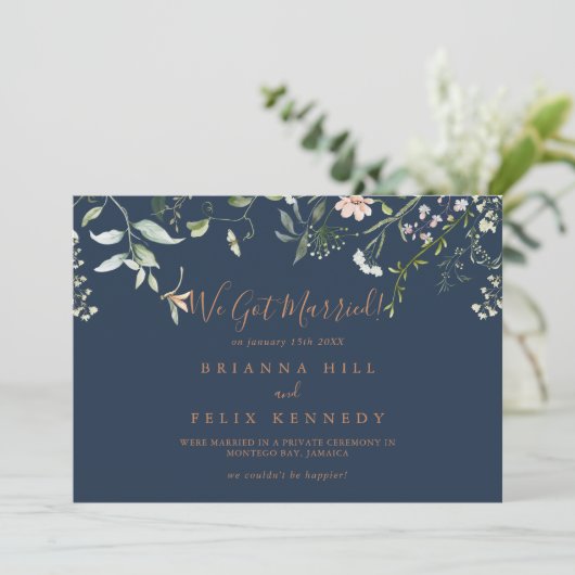 Herfst Garden Wildflower Minimalist Elopement Aankondiging (Staand voorkant)