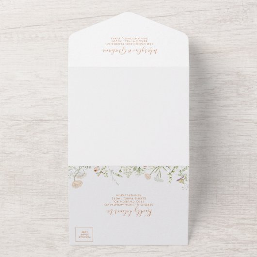 Herfst Garden Wildflower Minimalistische bruiloft All In One Uitnodiging (Buitenkant)