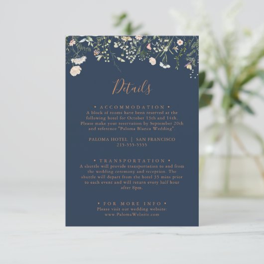 Herfst Garden Wildflower Minimalistische bruiloft  Informatiekaartje (Staand voorkant)