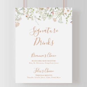 Herfst Garden Wildflower Signature Drinken Sign Poster