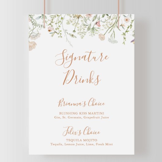 Herfst Garden Wildflower Signature Drinken Sign Poster