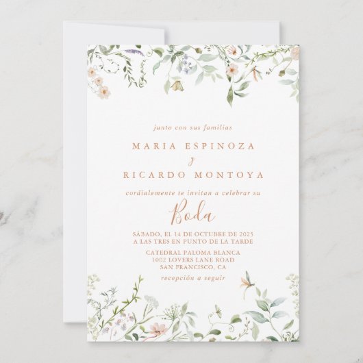Herfst Garden Wildflower Spaans Huwelijk Kaart (Voorkant)