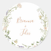 Herfst Garden Wildflower Wedding Envelop Afdichtin Ronde Sticker (Voorkant)