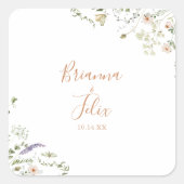 Herfst Garden Wildflower Wedding Envelop Afdichtin Vierkante Sticker (Voorkant)
